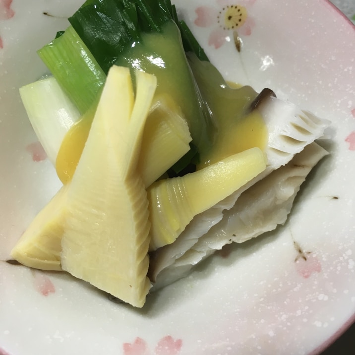 ワケギと椎茸と竹の子のヌタ